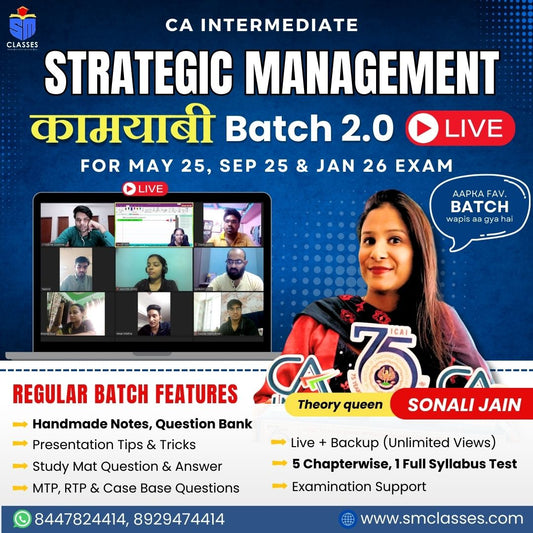 CA Inter SM LIVE Regular Kaamyabi Batch 2.0 | May 25, Sep 25 and Jan 26 By Sonali Ma’am